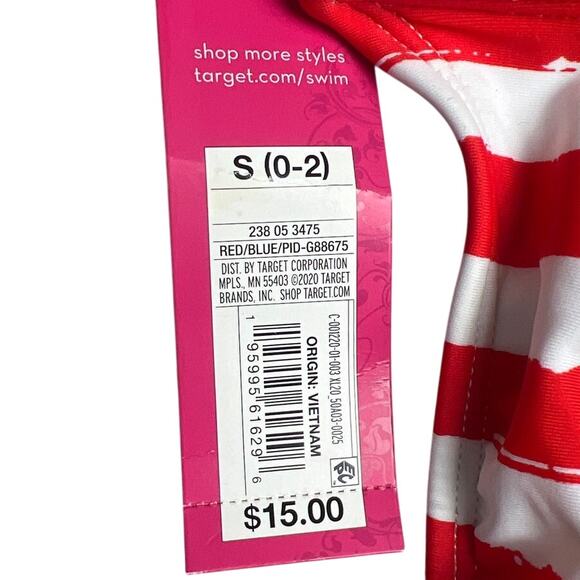Xhilaration NWT Swim Bikini Bottom Striped Red Size Small S Side Tie - Picture 3 of 6